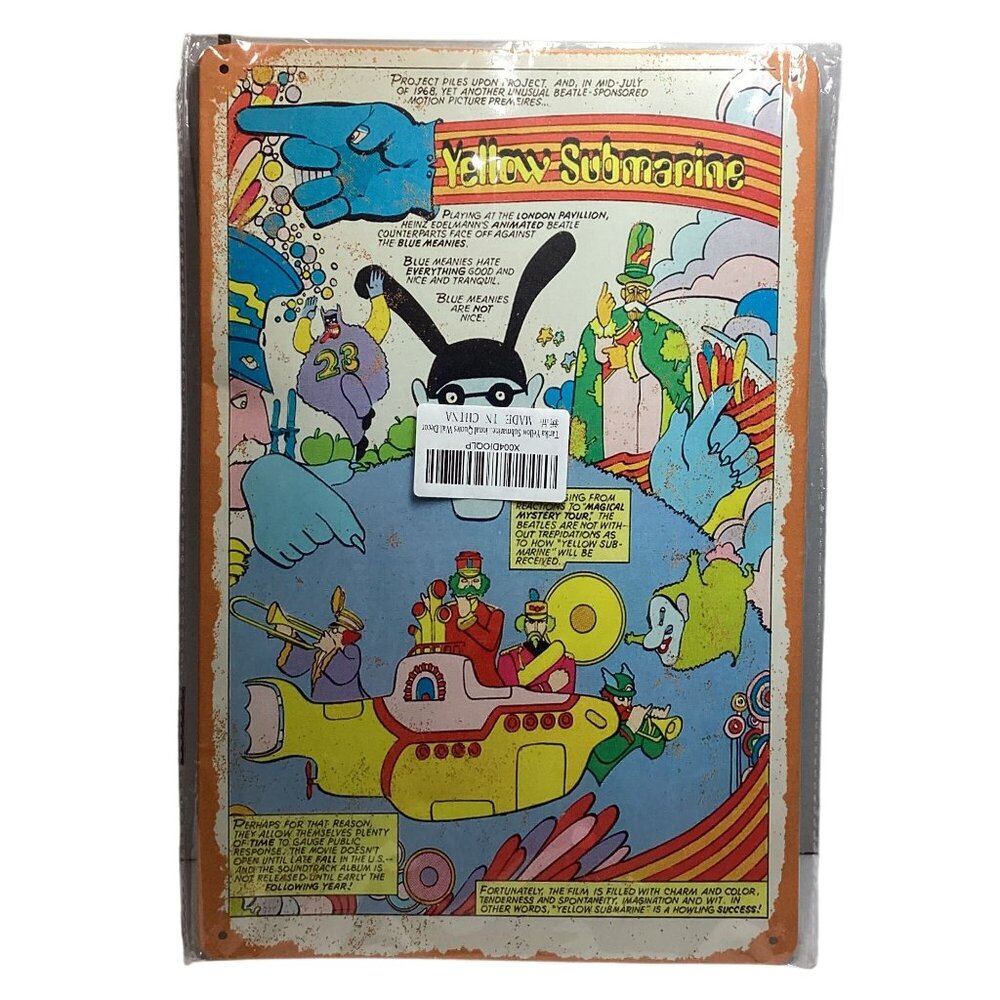 Nostalgic Beatles Yellow Sub Media Golden Era Pin Up Art Tin 12"x 8" Sign New
